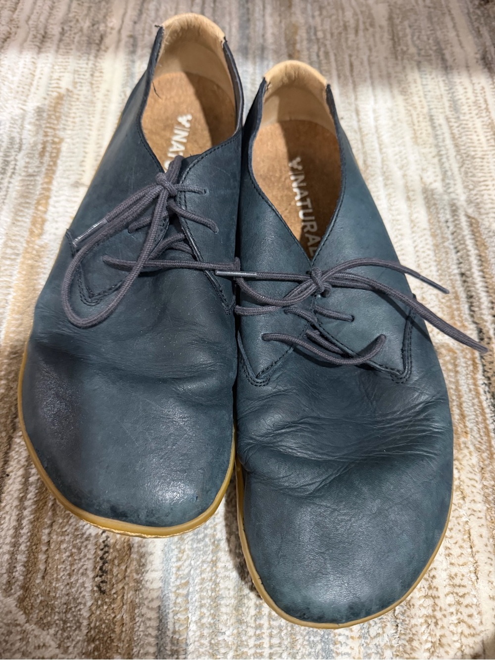 Vivo Barefoot Men's Dark Teal Boat Shoes with Tan Soles